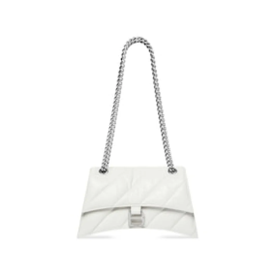 Women's Crush Medium Chain Bag Quilted in Optic White