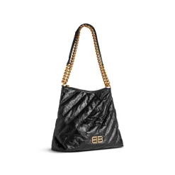 Women's Crush Medium Hobo Bag Quilted  in Black
