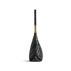 Women's Crush Medium Hobo Bag Quilted  in Black