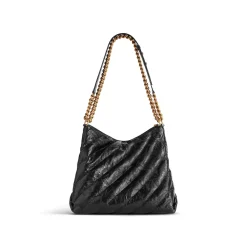 Women's Crush Medium Hobo Bag Quilted  in Black