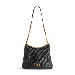 Women's Crush Medium Hobo Bag Quilted  in Black