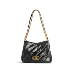 Women's Crush Medium Hobo Bag Quilted  in Black