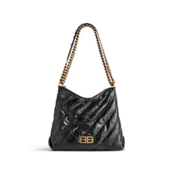 Women's Crush Medium Hobo Bag Quilted  in Black