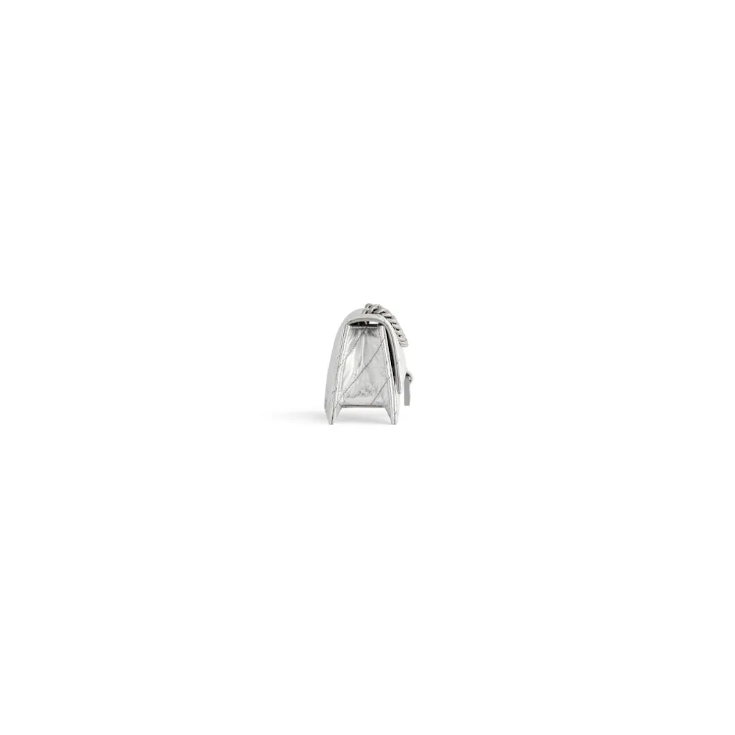 Women's Crush Mini Chain Bag Metallized Quilted in Silver