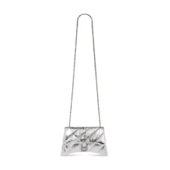 Women's Crush Mini Chain Bag Metallized Quilted in Silver