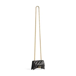 Women's Crush Mini Chain Bag Quilted in Black