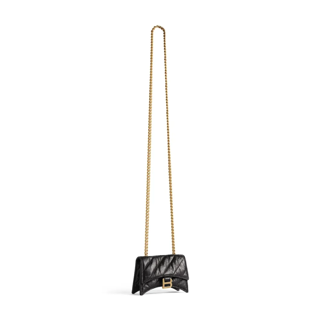 Women's Crush Mini Chain Bag Quilted in Black