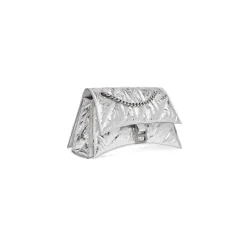 Women's Crush Small Chain Bag Metallized Quilted in Silver