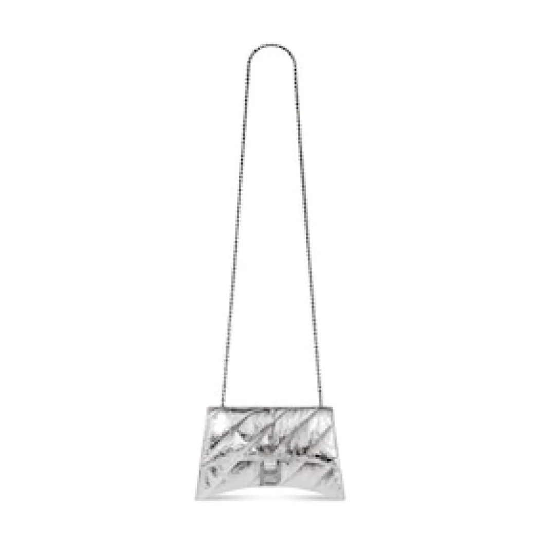 Women's Crush Small Chain Bag Metallized Quilted in Silver
