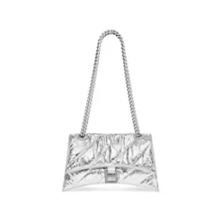 Women's Crush Small Chain Bag Metallized Quilted in Silver