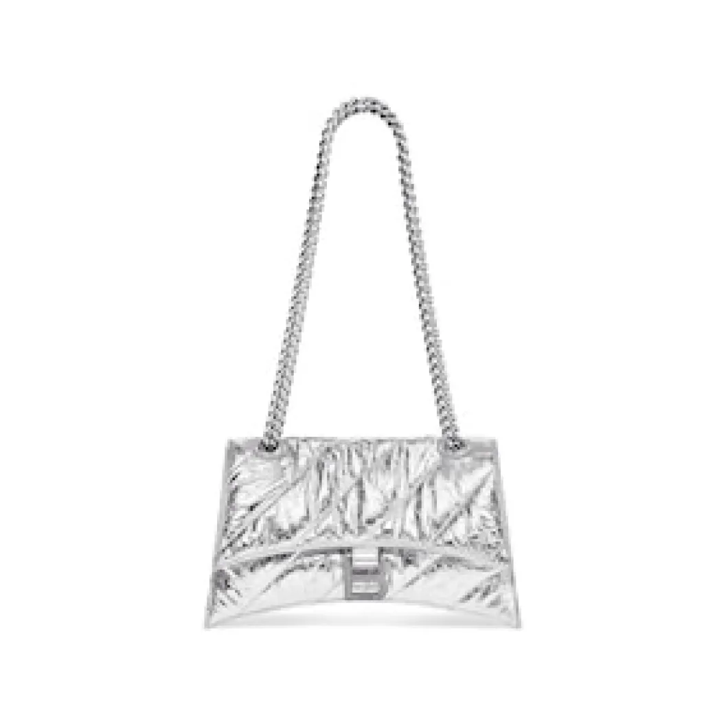 Women's Crush Small Chain Bag Metallized Quilted in Silver