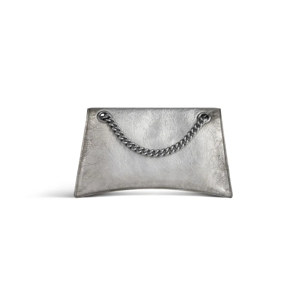Women's Crush Small Chain Bag Dirty Effect With Souvenirs And Rhinestones in Silver