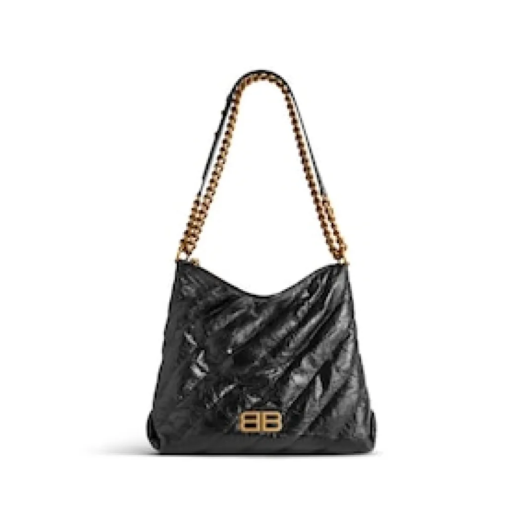 Women's Crush Small Hobo Bag Quilted in Black
