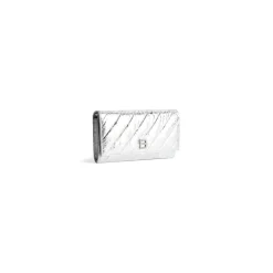 Women's Crush Wallet On Chain Metallized Quilted  in Silver