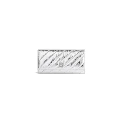 Women's Crush Wallet On Chain Metallized Quilted in Silver