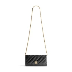 Women's Crush Wallet On Chain Quilted in Black