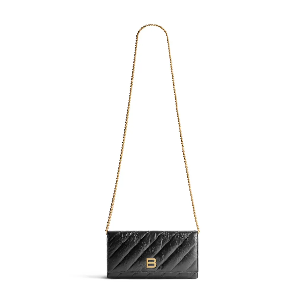 Women's Crush Wallet On Chain Quilted in Black