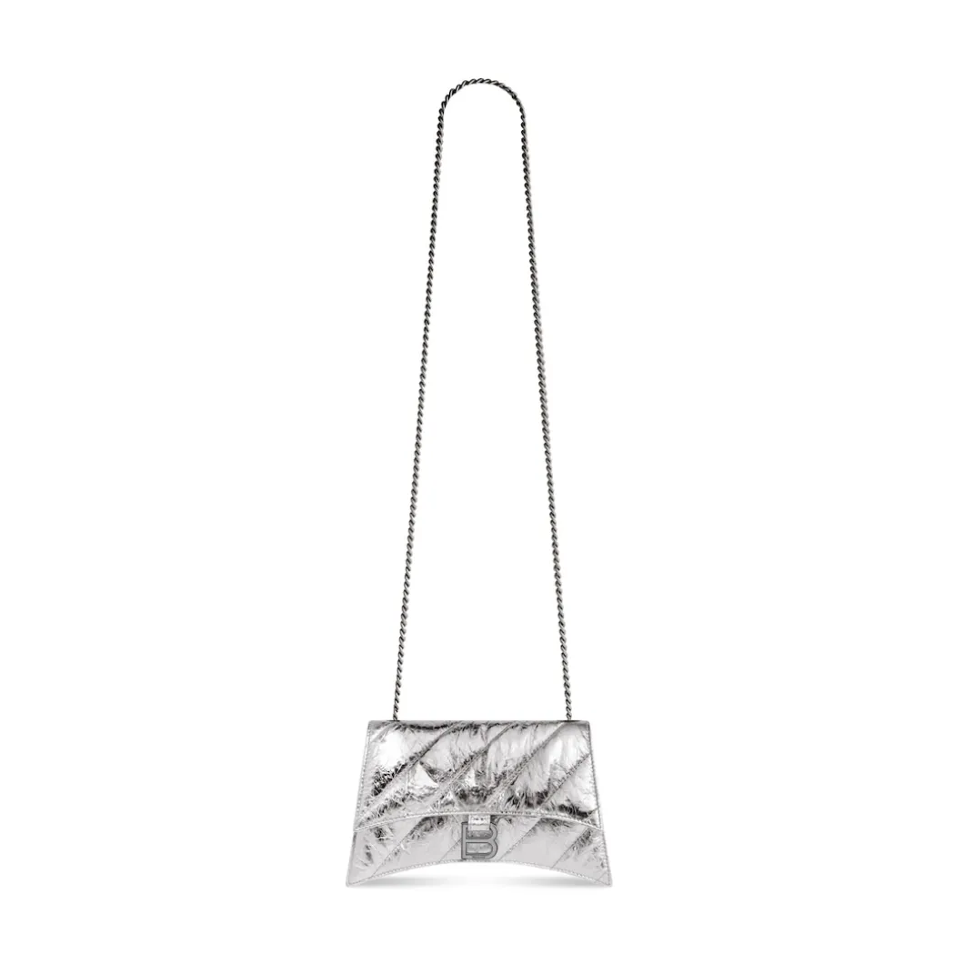 Women's Crush Xs Chain Bag Metallized Quilted in Silver