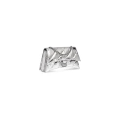Women's Crush Xs Chain Bag Metallized Quilted in Silver