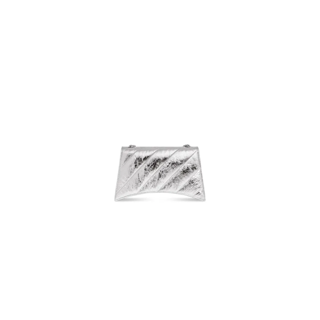 Women's Crush Xs Chain Bag Metallized Quilted in Silver