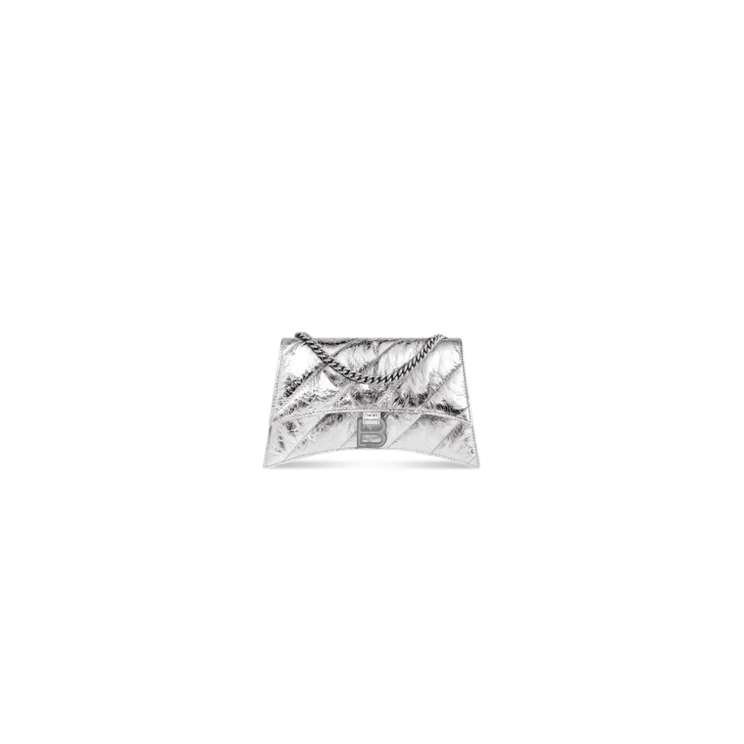 Women's Crush Xs Chain Bag Metallized Quilted in Silver