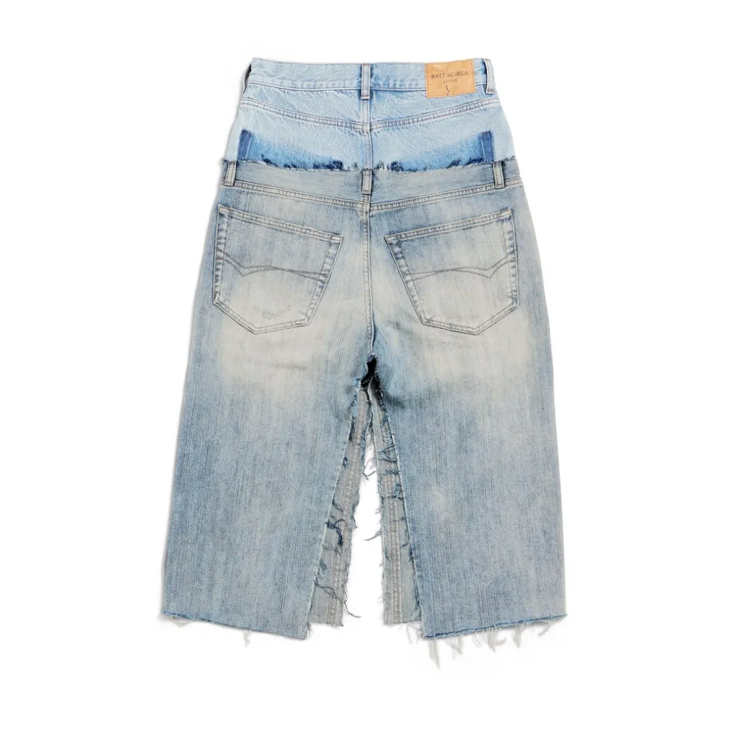 Women's Cut-up Skirt in Light Blue