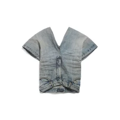 Women's Denim Pants Top in Light Blue