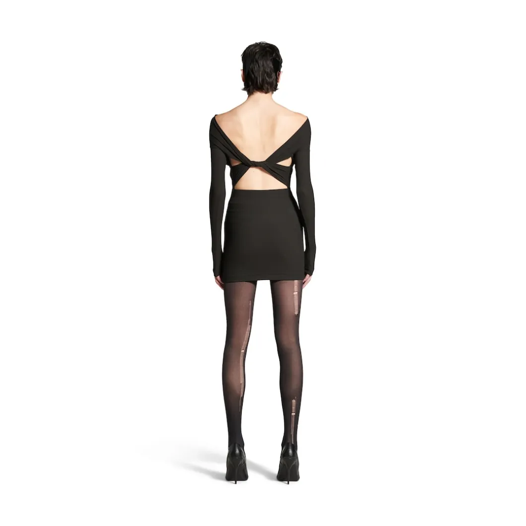 Women's Destroyed Tights in Black/beige