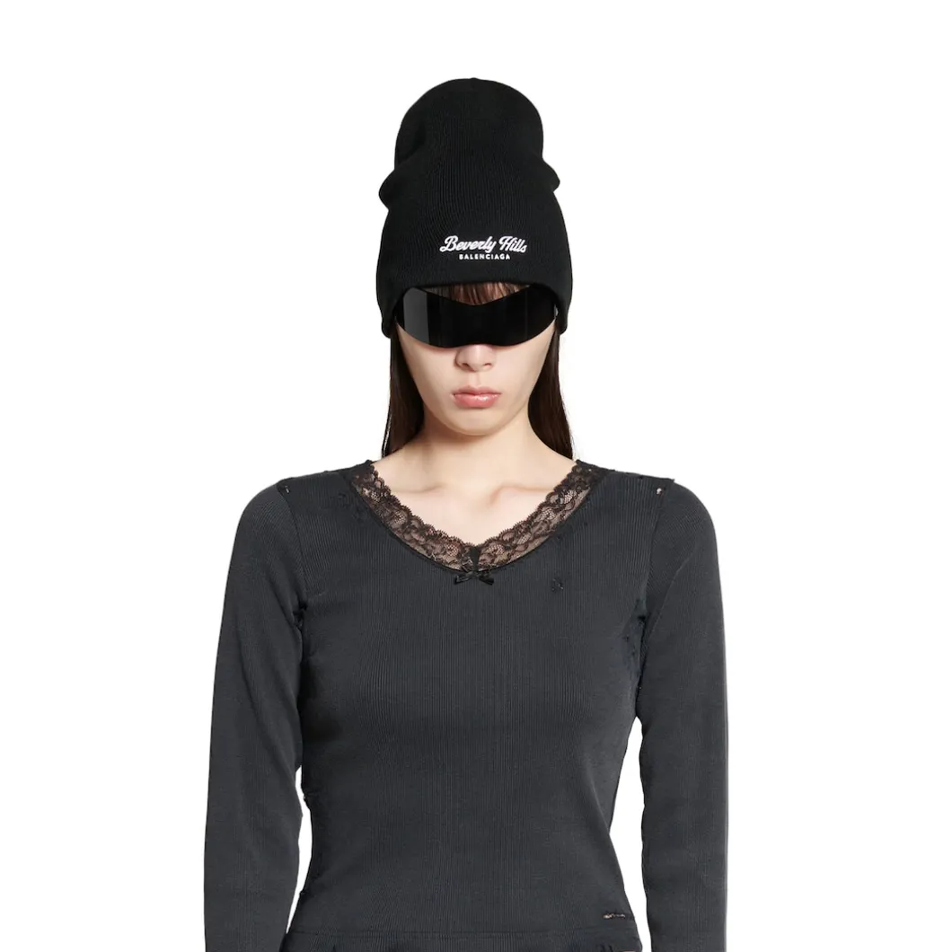 Women's Distressed Lingerie Top in Black