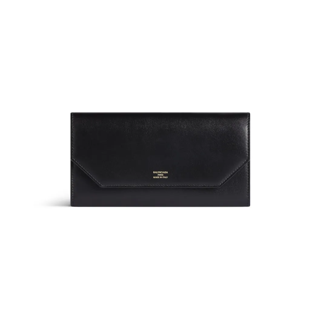 Women's Envelope Long Wallet With Card Holder in Black