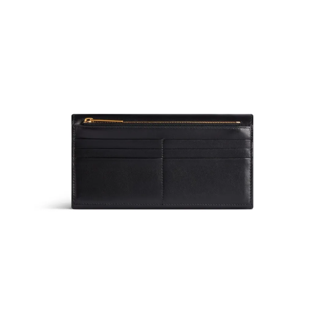 Women's Envelope Long Wallet With Card Holder in Black