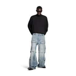 Women's Flared Cargo Pants in Blue