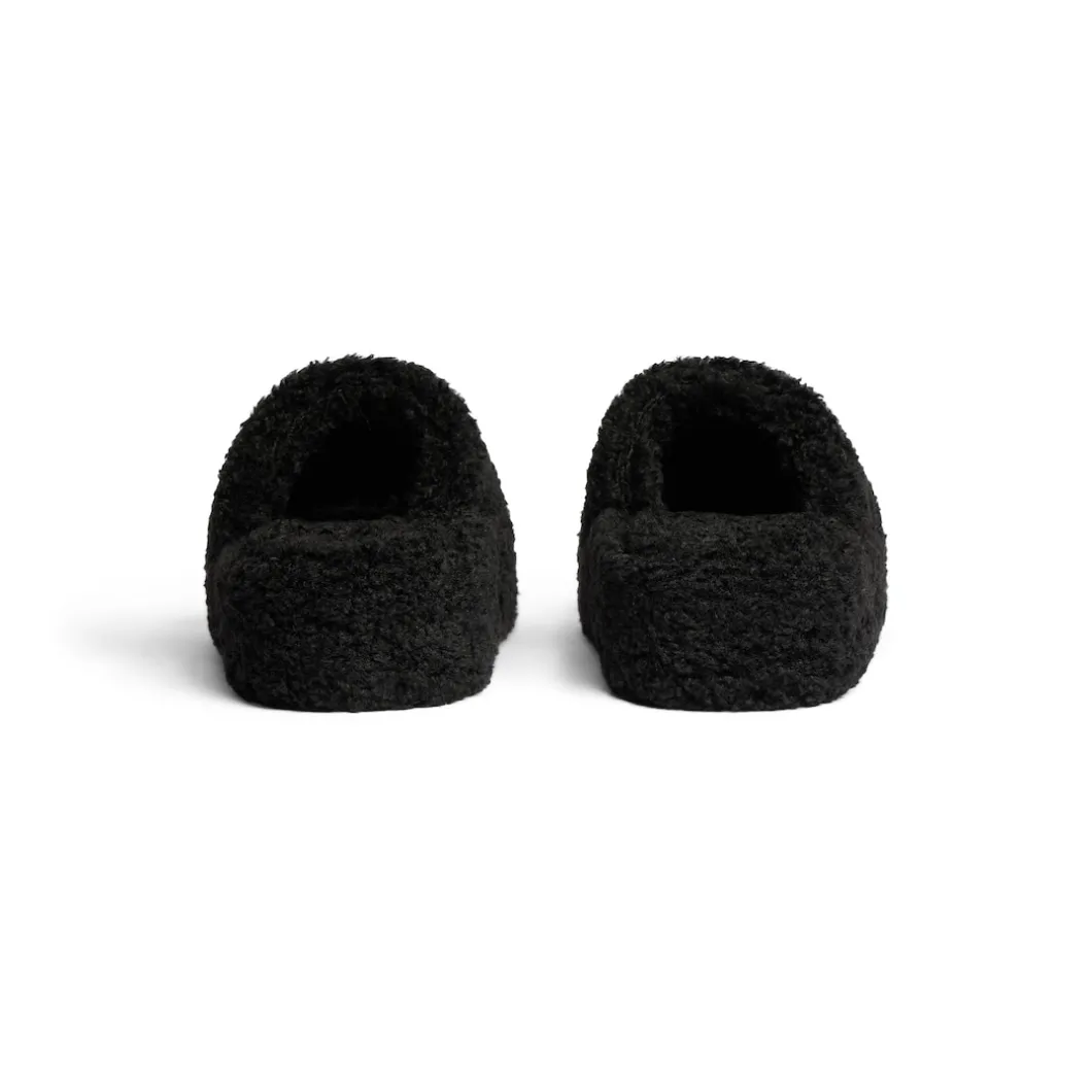 Women's Furry Platform Sandal in Black