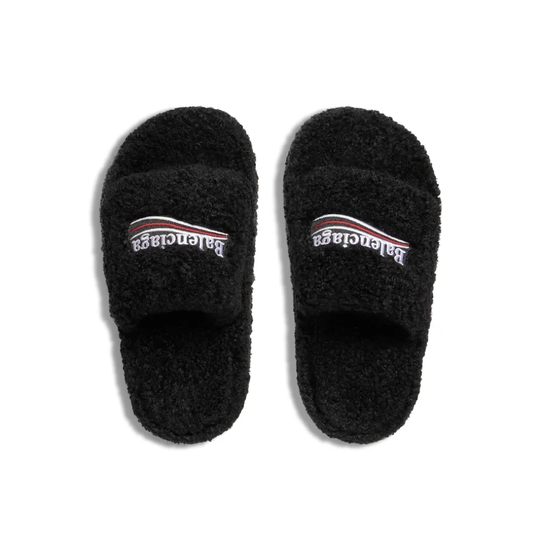 Women's Furry Platform Sandal in Black