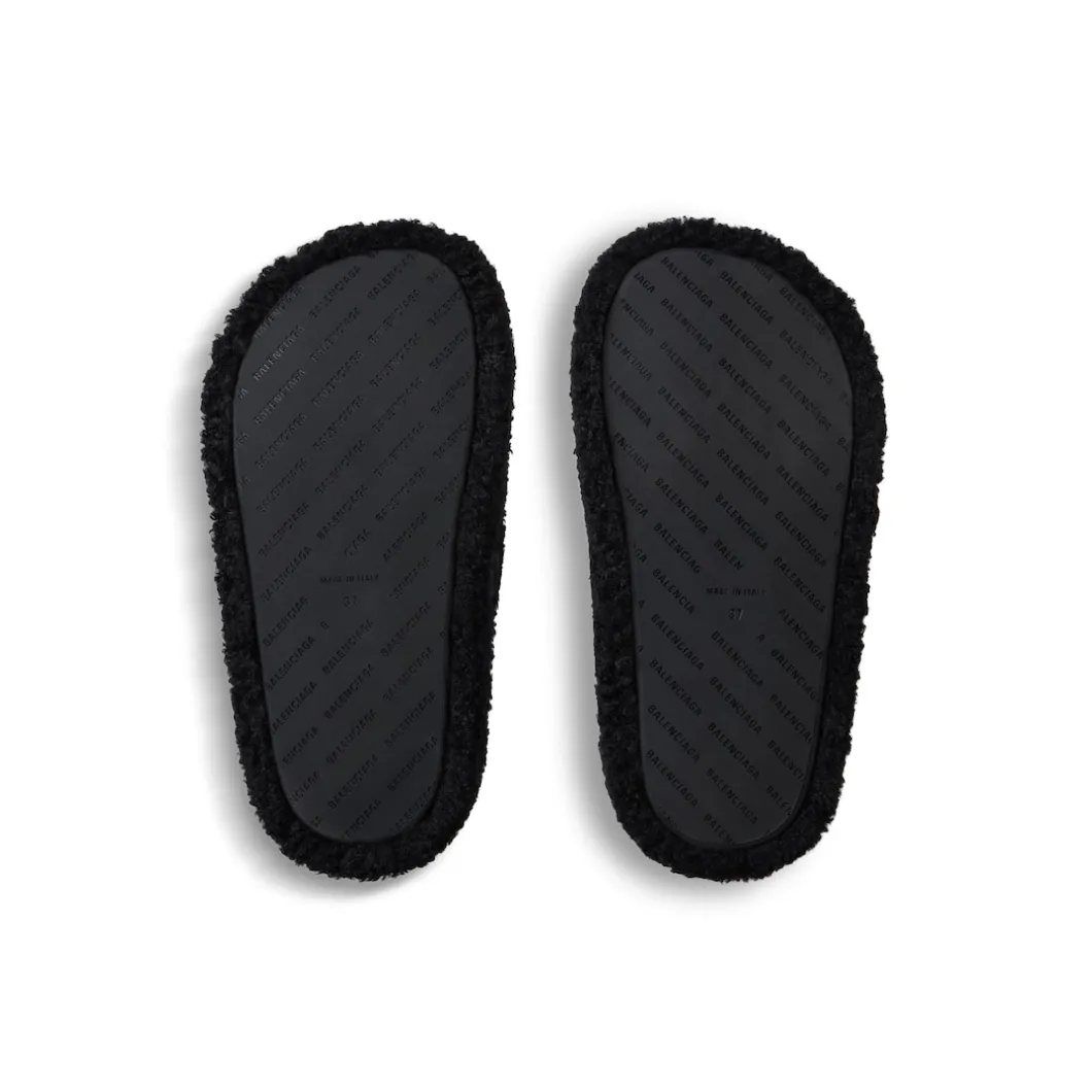 Women's Furry Platform Sandal in Black