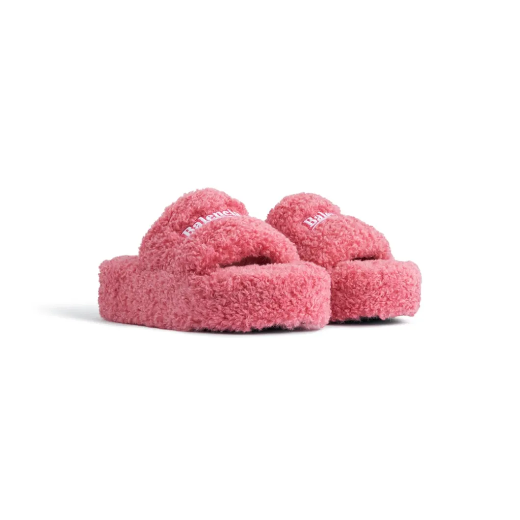 Women's Furry Platform Sandal in Pink