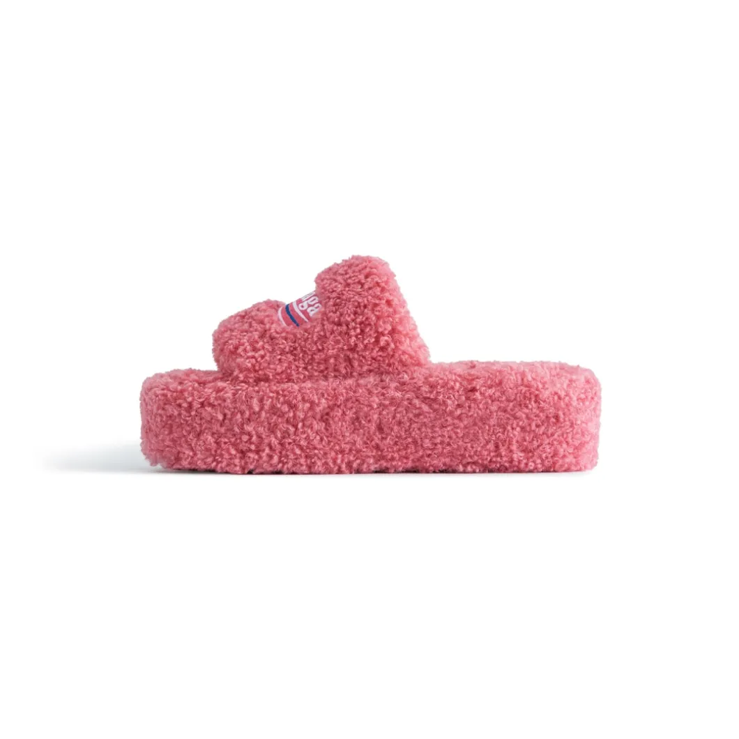 Women's Furry Platform Sandal in Pink