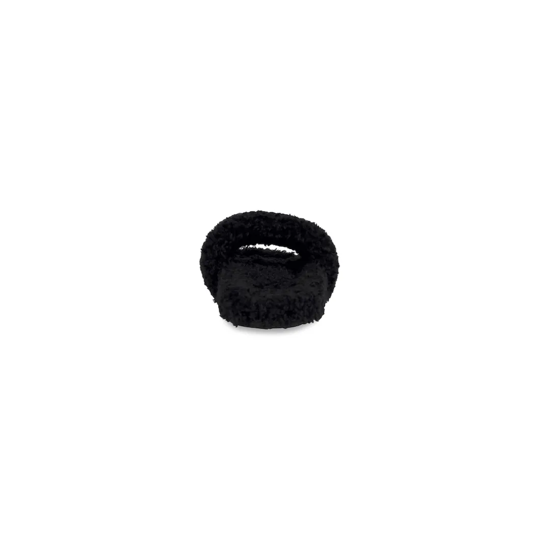 Women's Furry Slide Sandal in Black/white/red