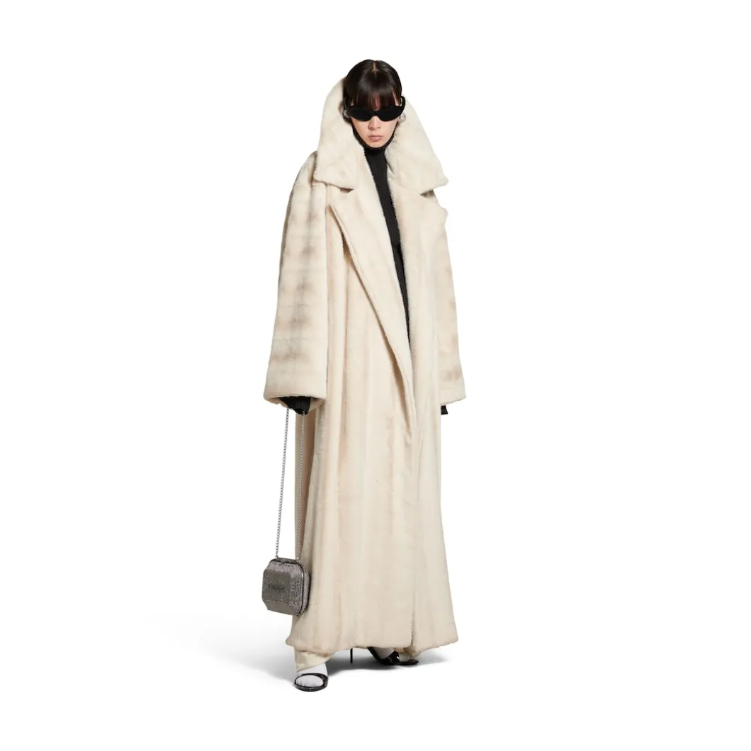 Women's High Collar Coat in Light Beige