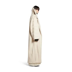 Women's High Collar Coat in Light Beige
