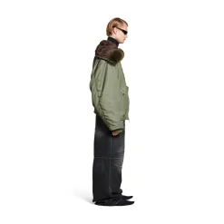 Women's Hooded Bomber Jacket in Khaki