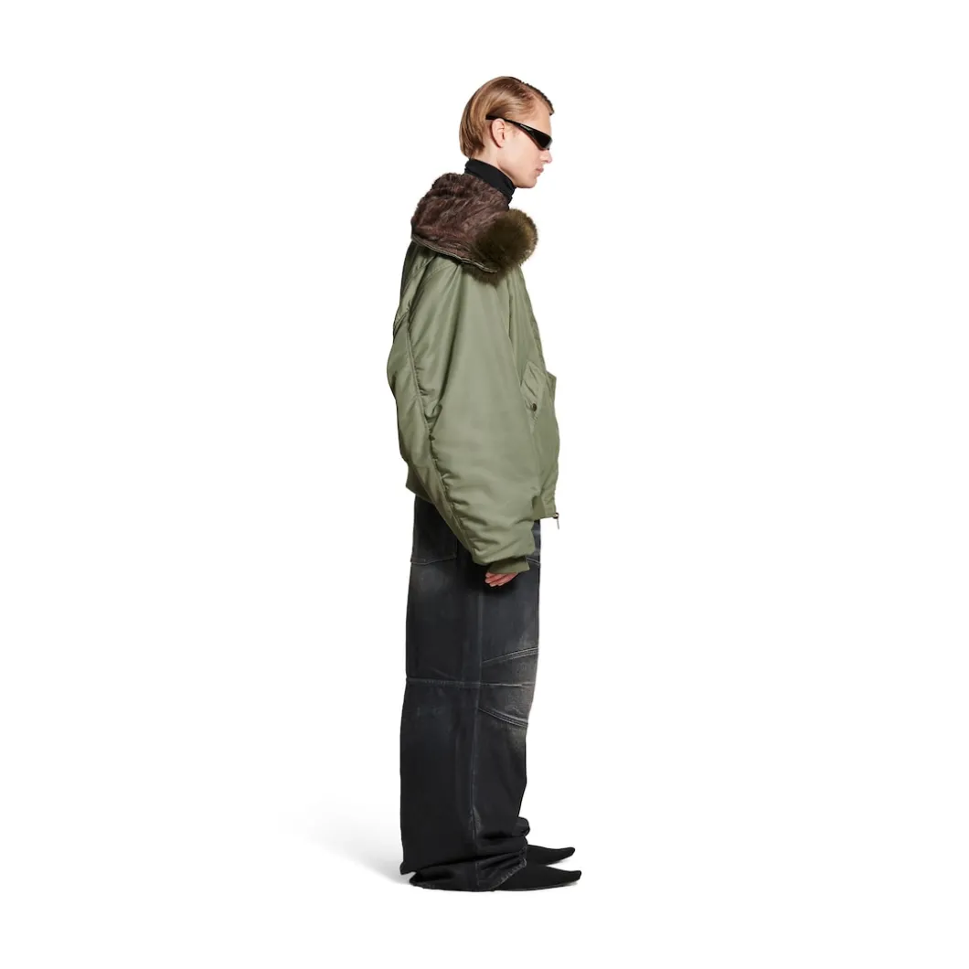 Women's Hooded Bomber Jacket in Khaki