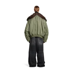 Women's Hooded Bomber Jacket in Khaki