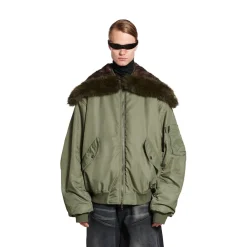 Women's Hooded Bomber Jacket in Khaki
