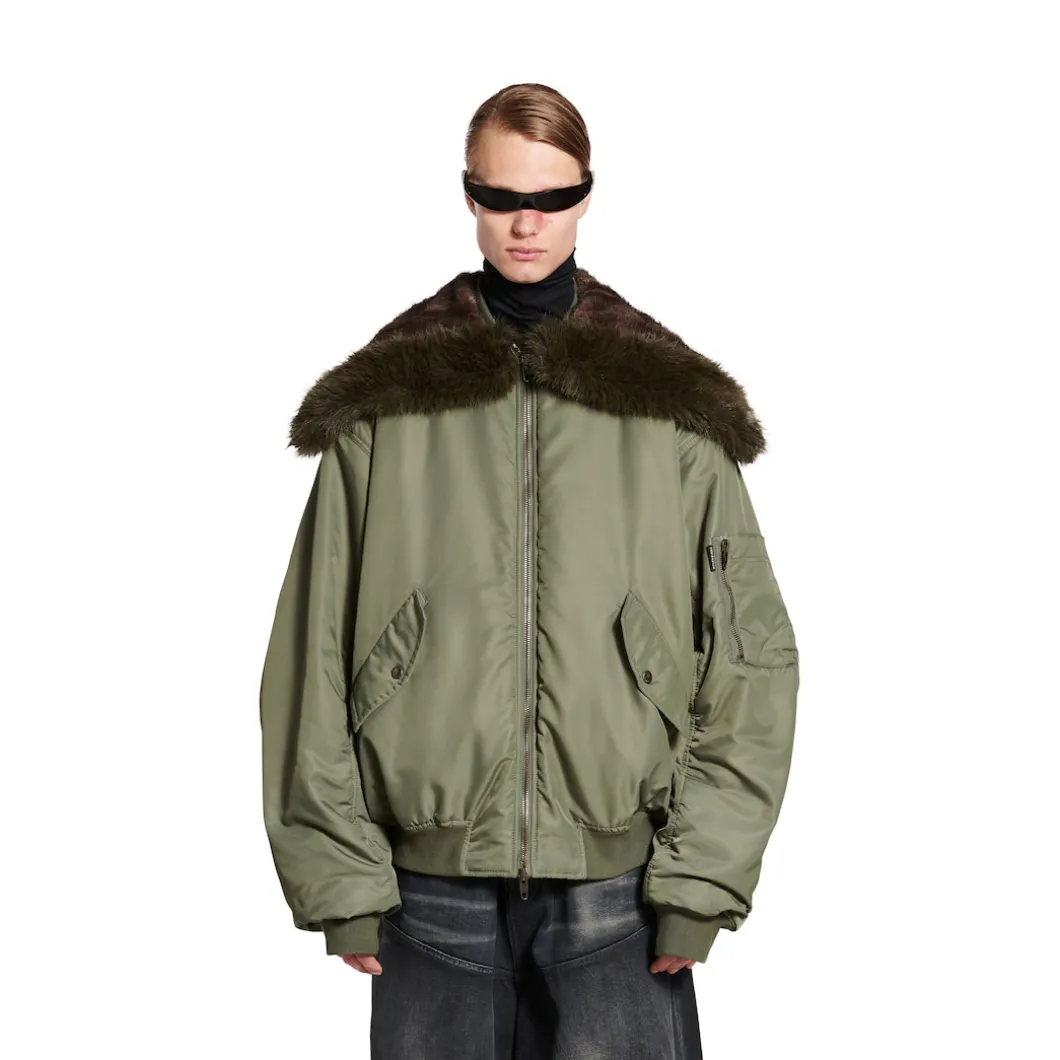 Women's Hooded Bomber Jacket in Khaki