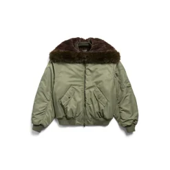 Women's Hooded Bomber Jacket in Khaki