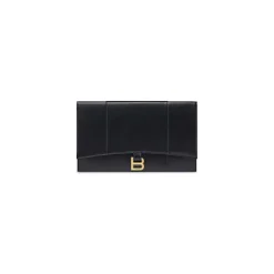 Women's Hourglass Flat Pouch With Flap Box in Black