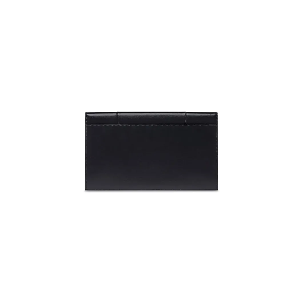 Women's Hourglass Flat Pouch With Flap Box in Black