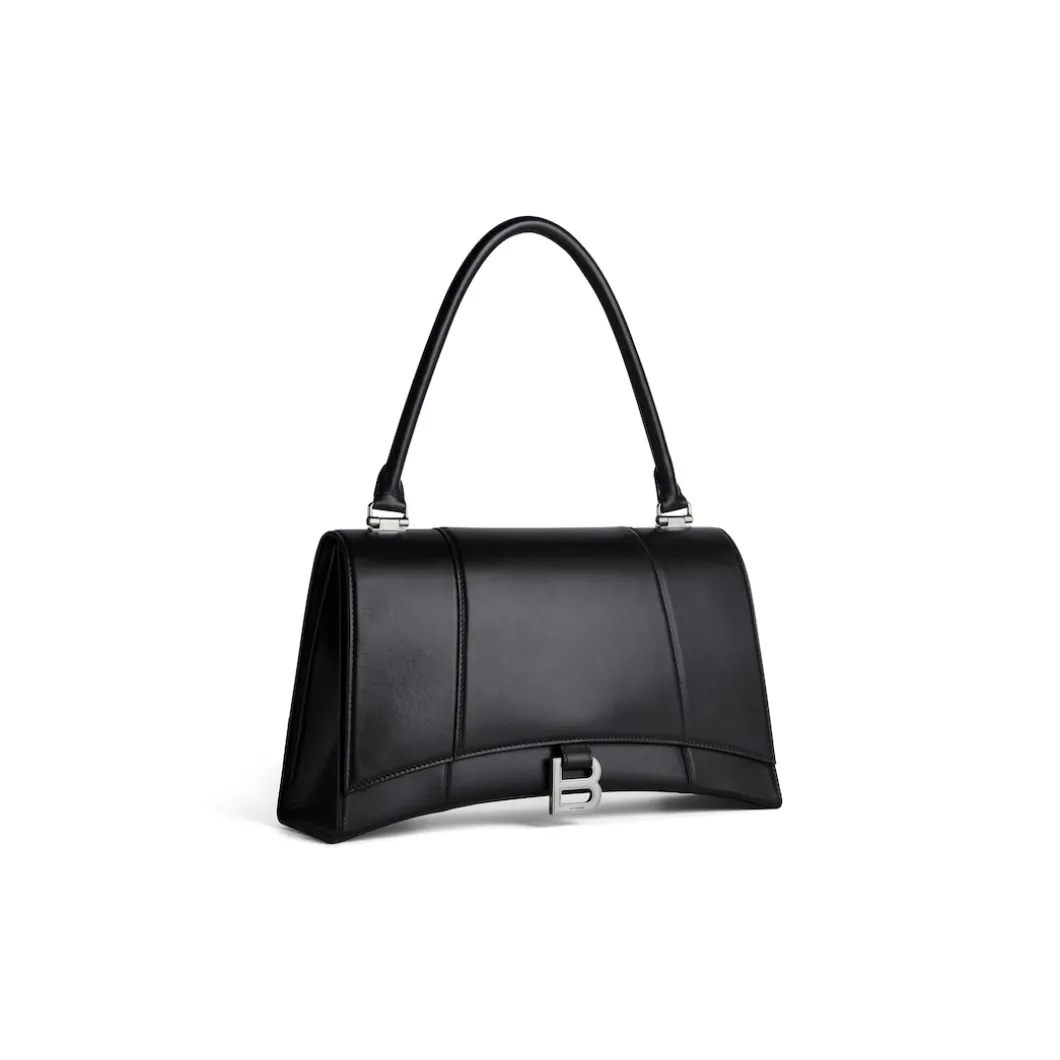 Women's Hourglass Hinge Medium Handbag in Black