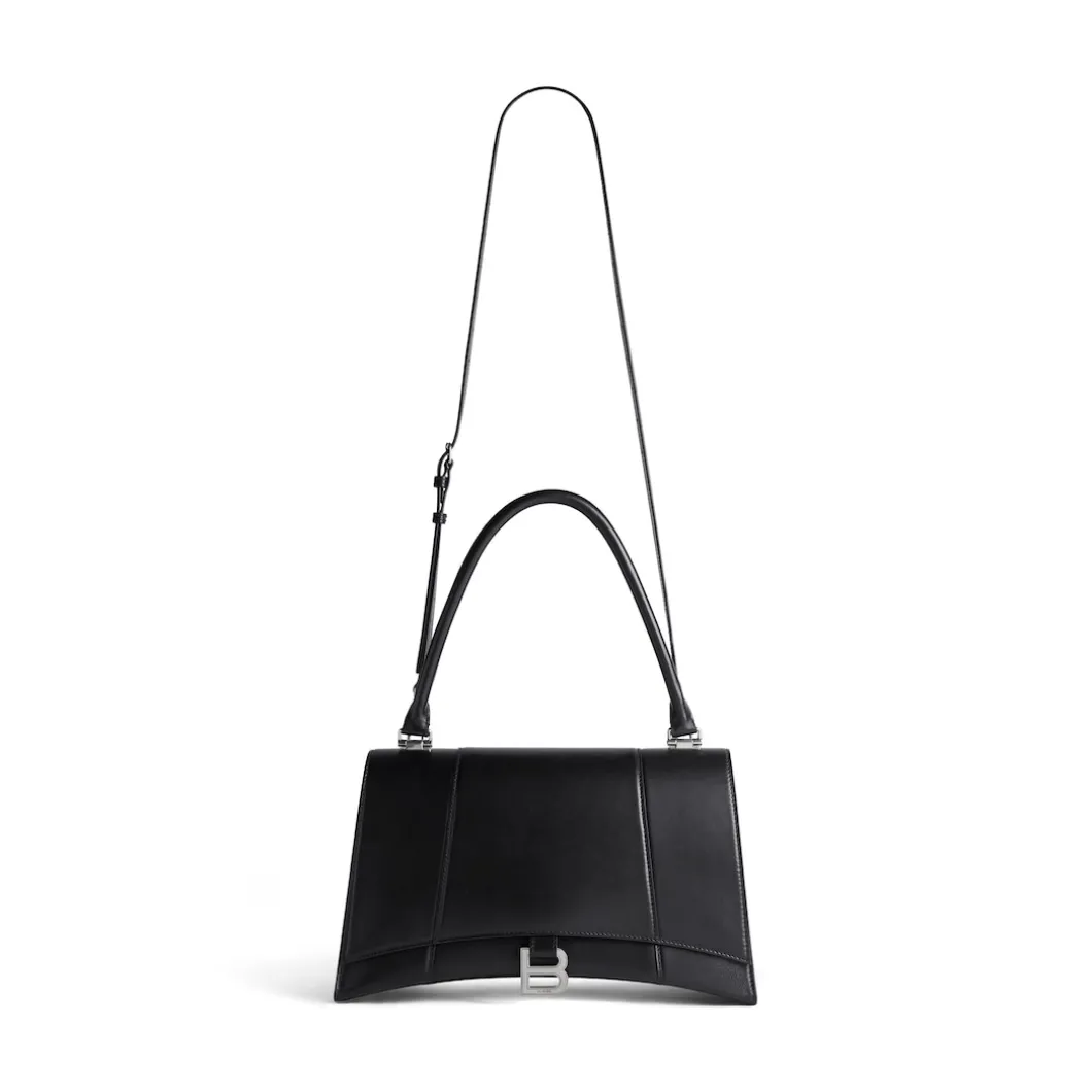 Women's Hourglass Hinge Medium Handbag in Black